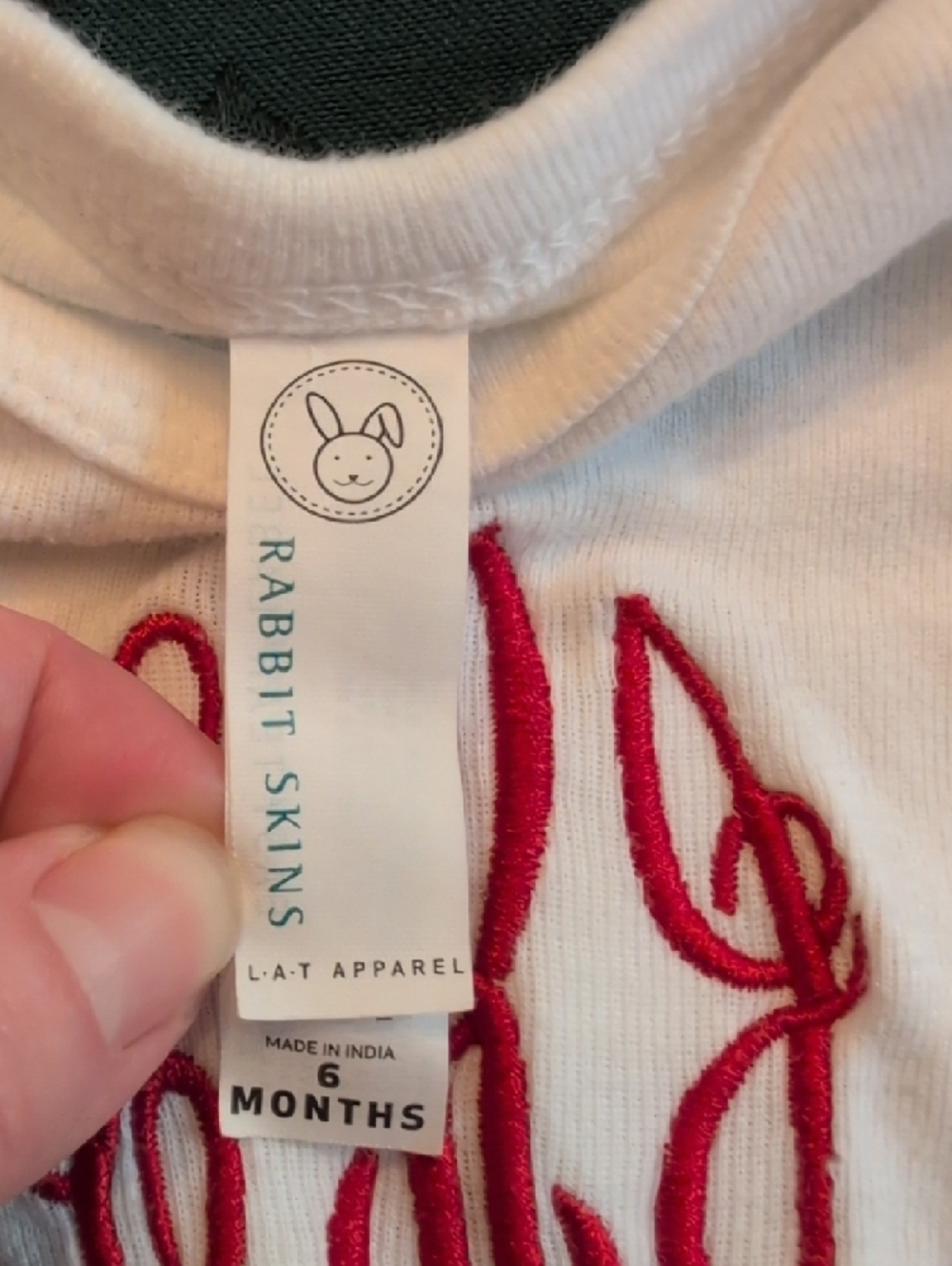 Rabbit Skins White Long-Sleeve Monogram Baby One-Piece - Picture 2 of 3